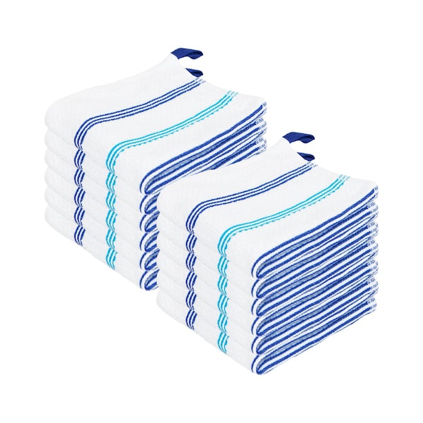 Monarch Brands Premier Dishcloths Striped , Blue, Navy, 144PK SC-DC-STBNV-CS - main